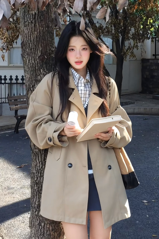 短款风衣外套女秋季新款小个子巨好看薄款韩系宽松日系中长款|undefined
