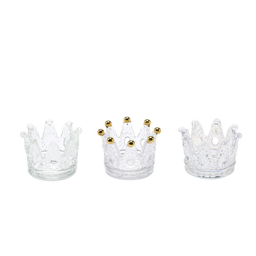 ins light luxury glass crystal gold crown candlestick necklace ring storage dish creative ornaments aromatherapy candle holder