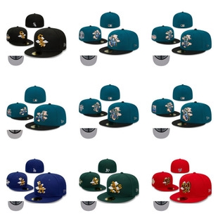 Foreign Trade Mlb Baseball Cap 2024 New Flat Brim Hat American Sports League Closed Hat Fashionable Size Flat Brim Hat