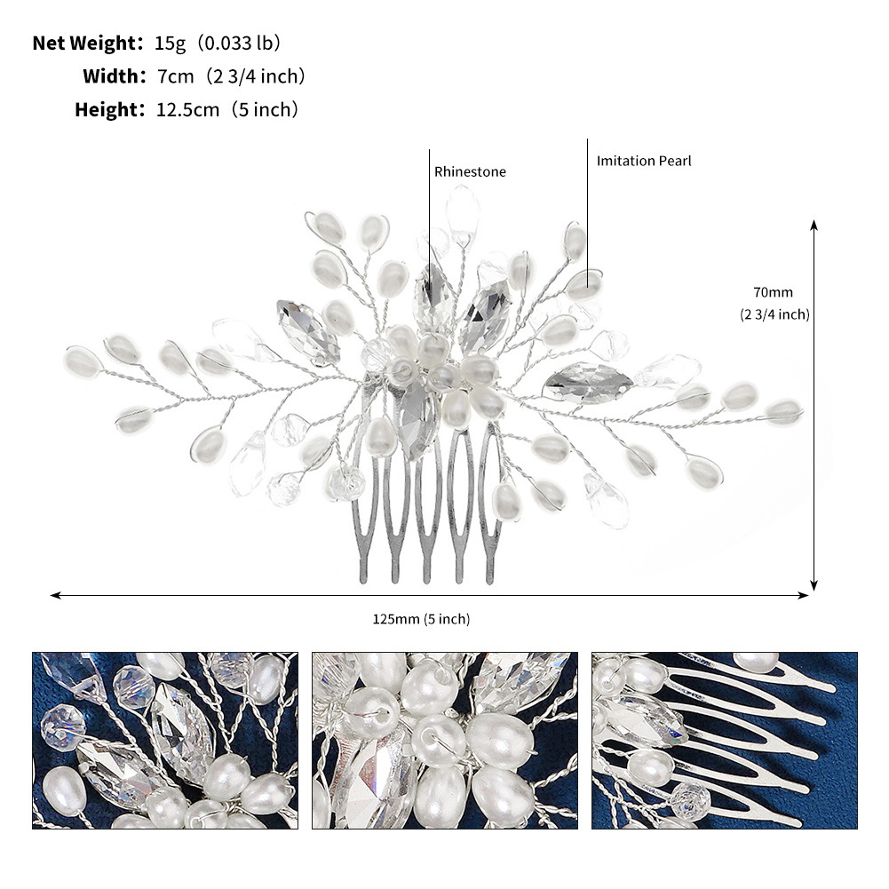 Fashion Flower Alloy Rhinestone Pearl Insert comb 1 Piece