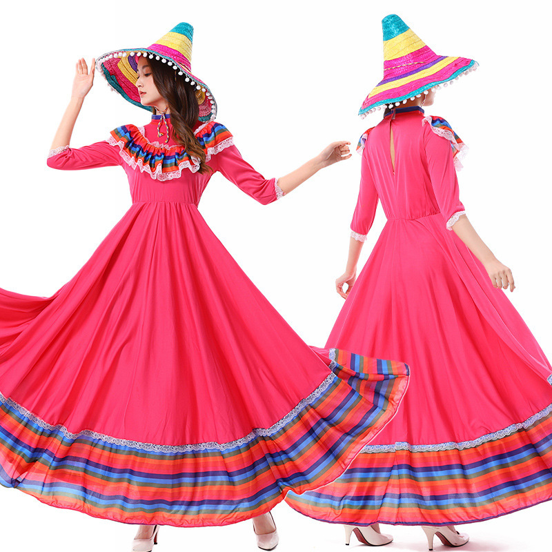 Halloween Mexican Style Traditional Style Female Adult Dress Large Skirt Ethnic Style Dress Performance Dress Halloween Mexican Style Traditional Style Female Adult Dress Large Skirt Ethnic Style Dress Performance Dress