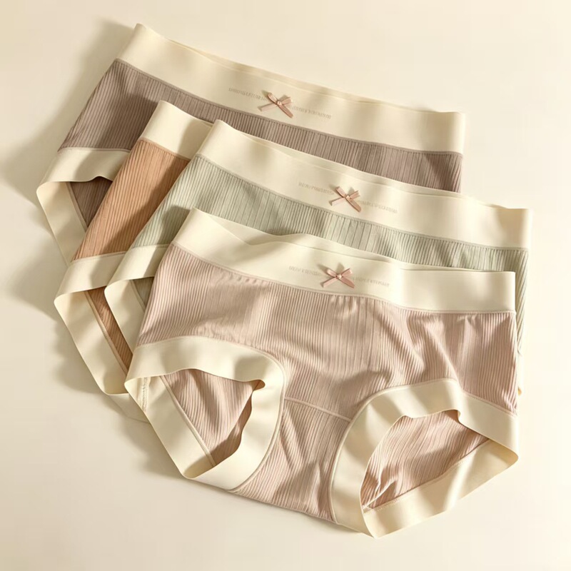 Women's Underwear Manufacturer Wholesale Seamless Antibacterial Naked-Feel Women's Shorts Modal Ribbed Cotton Comfortable Mid-Waist Briefs