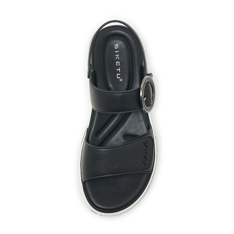 Sandal nữ đế dày khóa kim loại mềm chống trượt — màu đen, màu nâu nhạt, màu mơ chi tiết 31