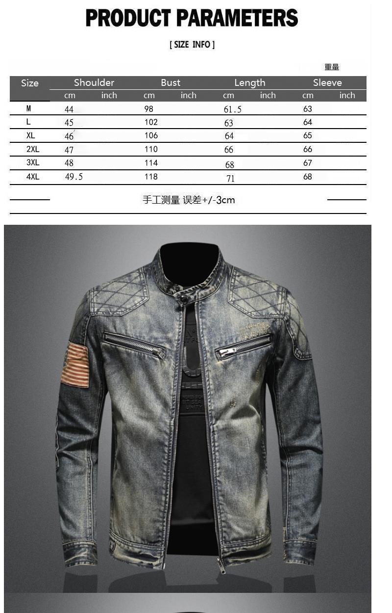 Veste en jean rétro printemps-automne pour homme, marque tendance, style urbain européen et américain, veste de moto, vêtement de travail._voghion.com