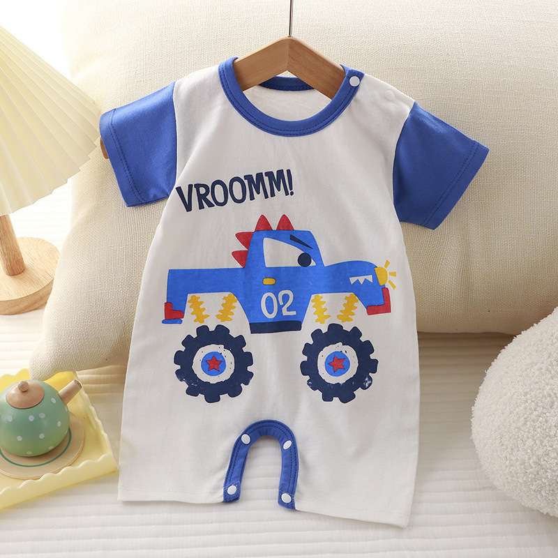 New summer clothing newborn baby cotton short sleeve thin open file crawling suit baby onesie Ha clothes