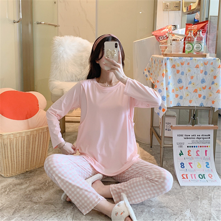 Primavera y otoño confinamiento maternidad posparto enfermería ropa deportes ocio dulce hogar desgaste traje Pijamas de maternidad image 9