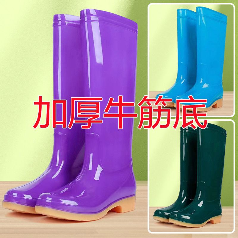 Rain Boots for Women Mid-Calf Waterproof High-Tube Non-Slip Rain Boots for Women Short-Tube Adult Warm Cotton Kitchen Low-Top Water Shoes for Women