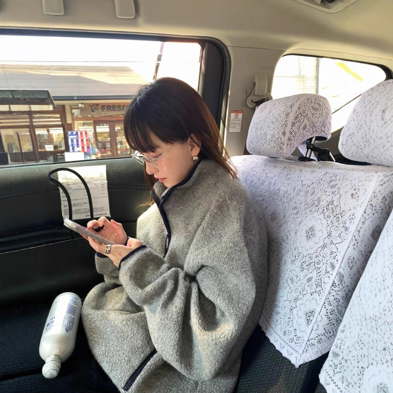 Now Available: Korean Designer Ler*Be Mina Wool Looped Half-Zip Sweatshirt, Korean Style Women's College Pullover