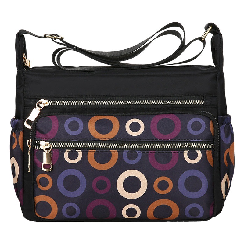 New Style Women's Bag, Nylon Cloth Bag for Middle-Aged and Elderly Women, Mom Bag, Single Shoulder Crossbody Bag, Large Capacity Floral Backpack, Stall Bag