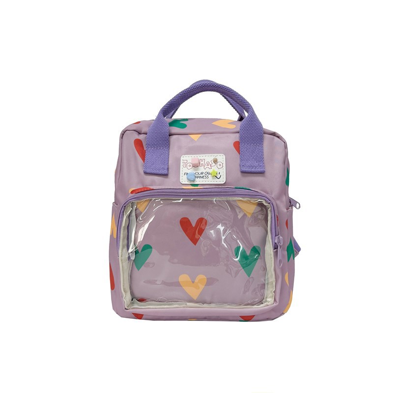 Mochila escolar para bebé de jardín de infantes dulce amor estilo occidental ventana pequeña transparente mochila para niños y niñas mochila para niños nueva