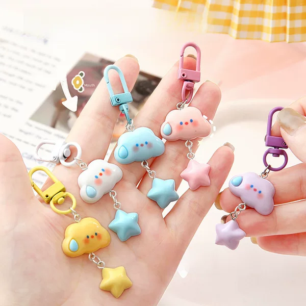New funny silent cloud keychain fun girl heart cartoon backpack pendant girlfriends couple jewelry gift