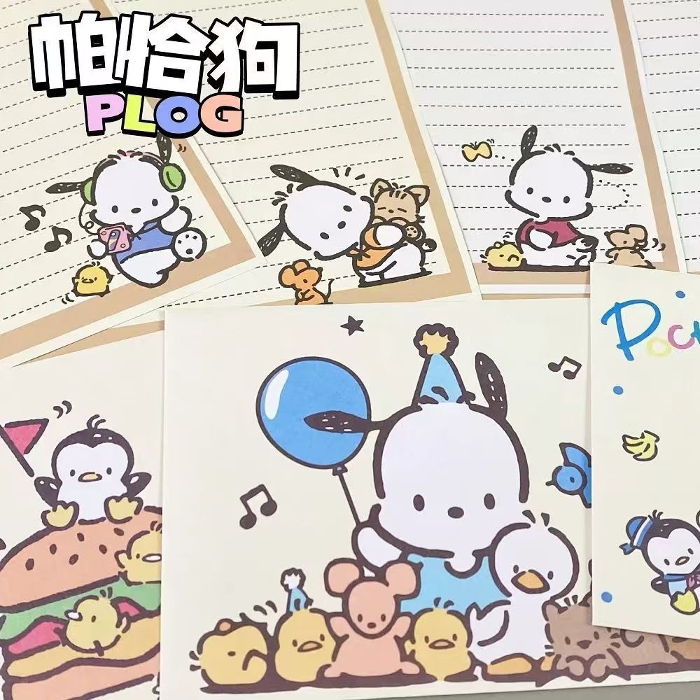 Hamburgo pacha sobre dibujos animados de alto valor facial ins conjunto de papel de carta simple adorable estudiante creativo cumpleaños