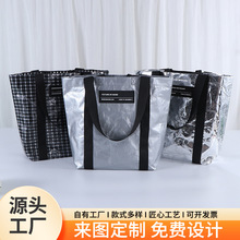 手提编织袋定制ins风银色手提袋展会广告宣传袋打包编织袋批发