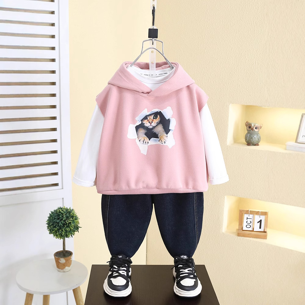 7797 Chaleco de primavera y otoño para niños Chaleco de dibujos animados para niños de estilo occidental 2025 primavera nueva ropa sin mangas para bebés