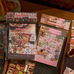 Zaomof切削フィルムステッカーブック、定格思い出ステッカー、かわいい古代風素材ハンドブック、クリエイティブDIY装飾コラージュ