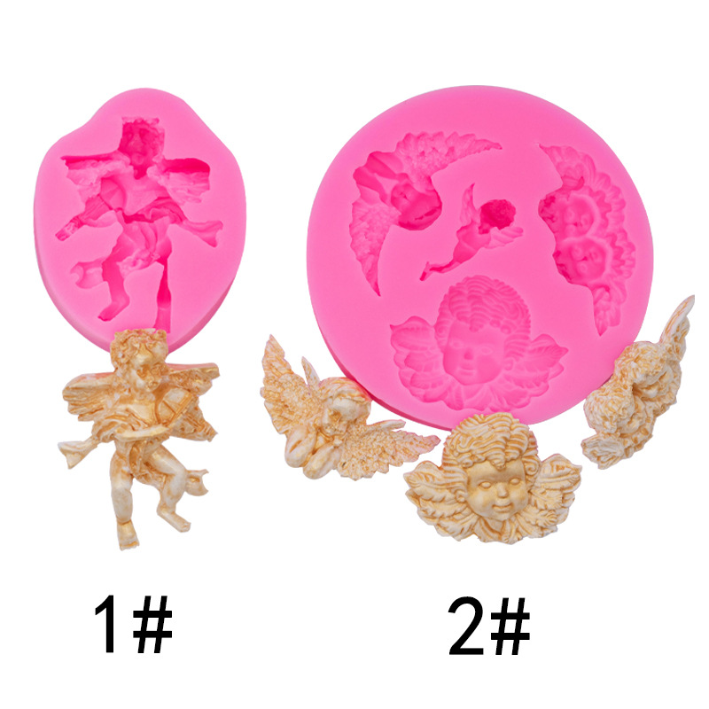 Ángel molde de silicona con alas pastel hornear decoración chocolate fondant molde epoxi arcilla cerámica suave