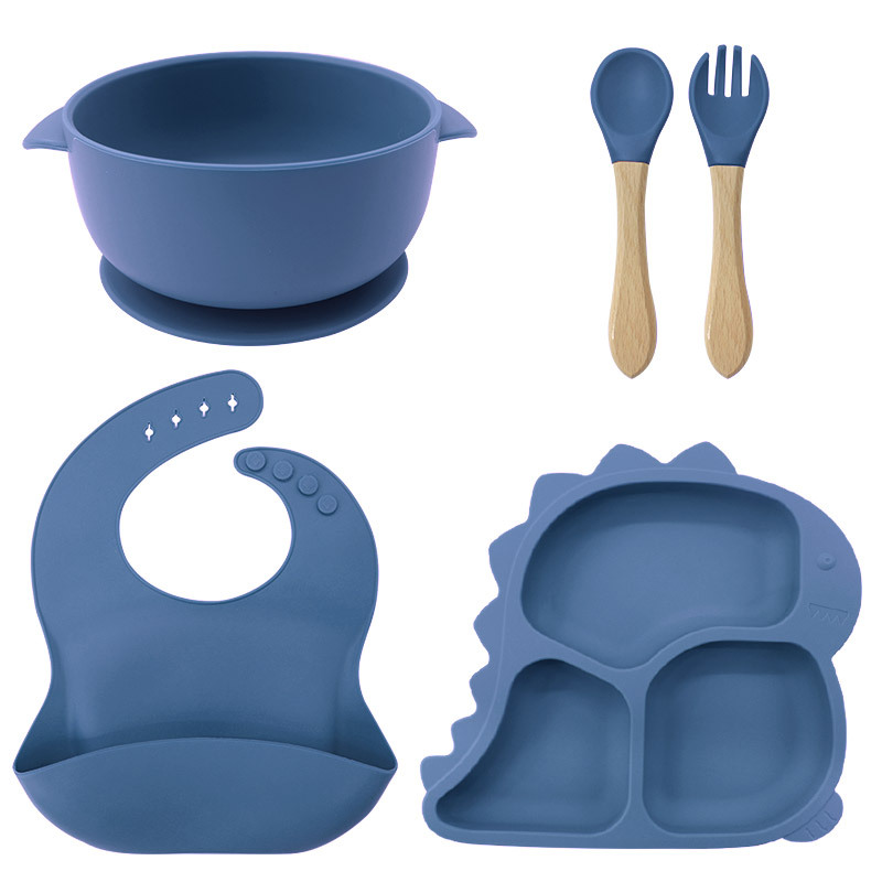 Baby Products Factory Vajilla para bebés Juego de vajilla de silicona para recién nacidos Juego de vajilla para niños de dibujos animados Juego de complementos alimenticios