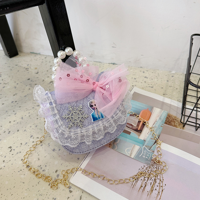 2025 nuevo bolso de perla para niños arco encantador caricatura cadena de estilo exterior bolsa de cambio de moda versátil