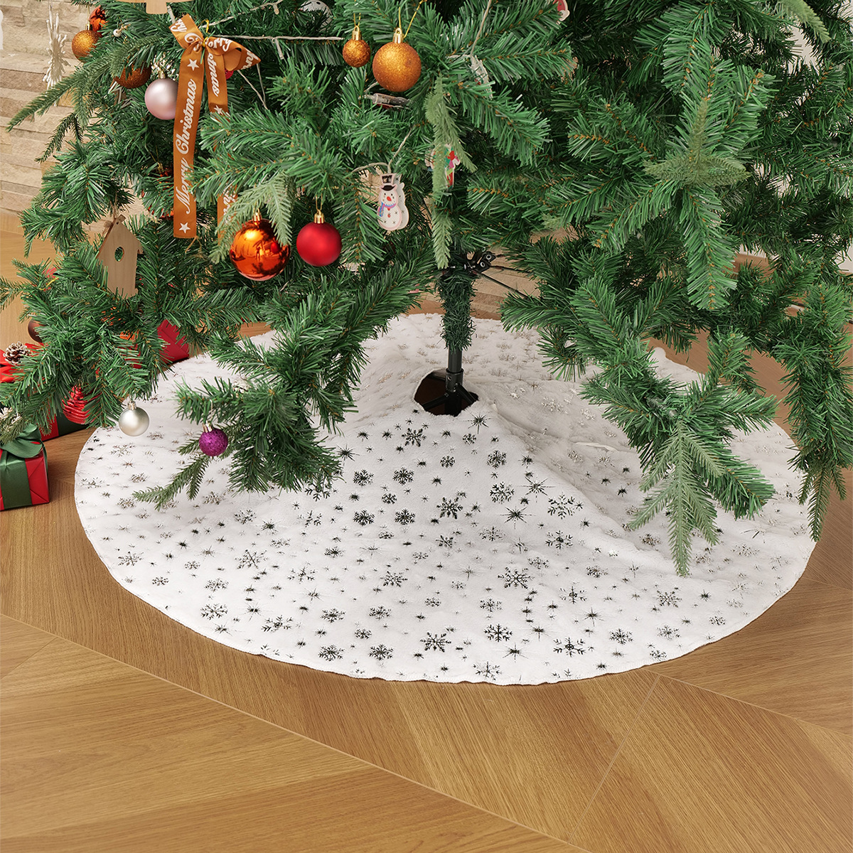 Navidad transfronteriza plata escaldada decoración de falda de árbol de Navidad europea y americana decoración de árbol de Navidad fuente de fábrica al por mayor