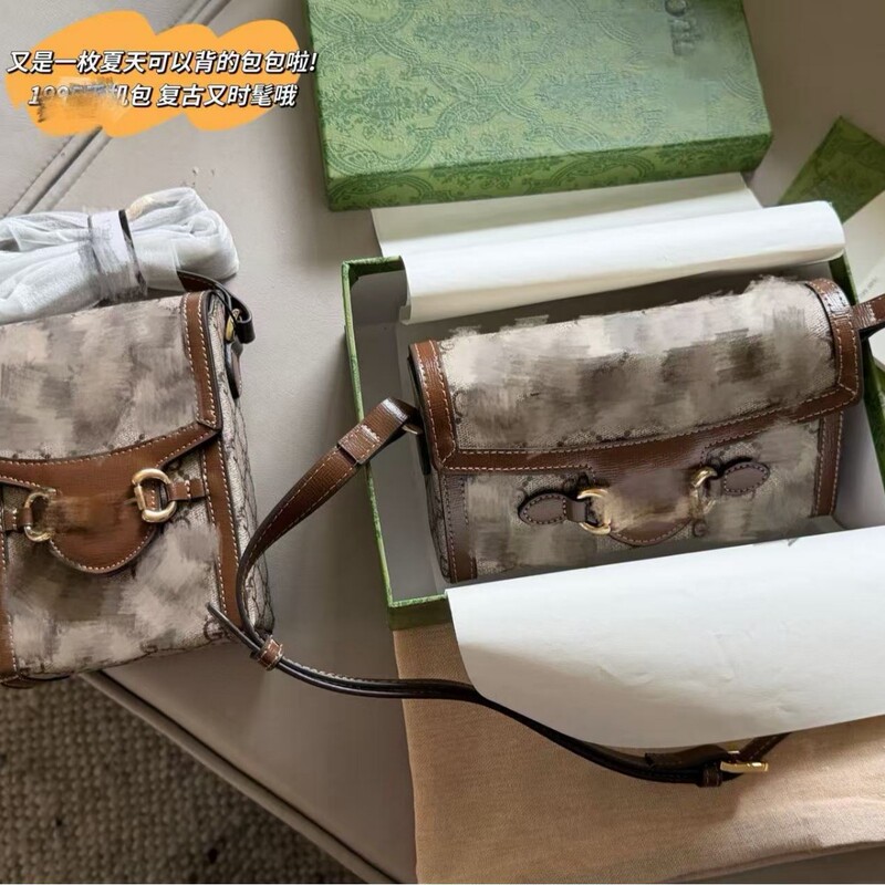 New Foreign Trade Model 1955 Series Saddle Bag with Horsebit Clasp, Small Square Bag, Single Shoulder Crossbody Bag, Genuine Leather Women's Bag, Cross-Border Wholesale New Foreign Trade Model 1955 Series Saddle Bag with Horsebit Clasp, Small Square Bag, Single Shoulder Crossbody Bag, Genuine Leather Women's Bag, Cross-Border Wholesale