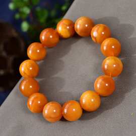 15毫米天然老花蜡蜜蜡单圈手串满蜜枣红色老花蜡尺寸妖花老花蜡