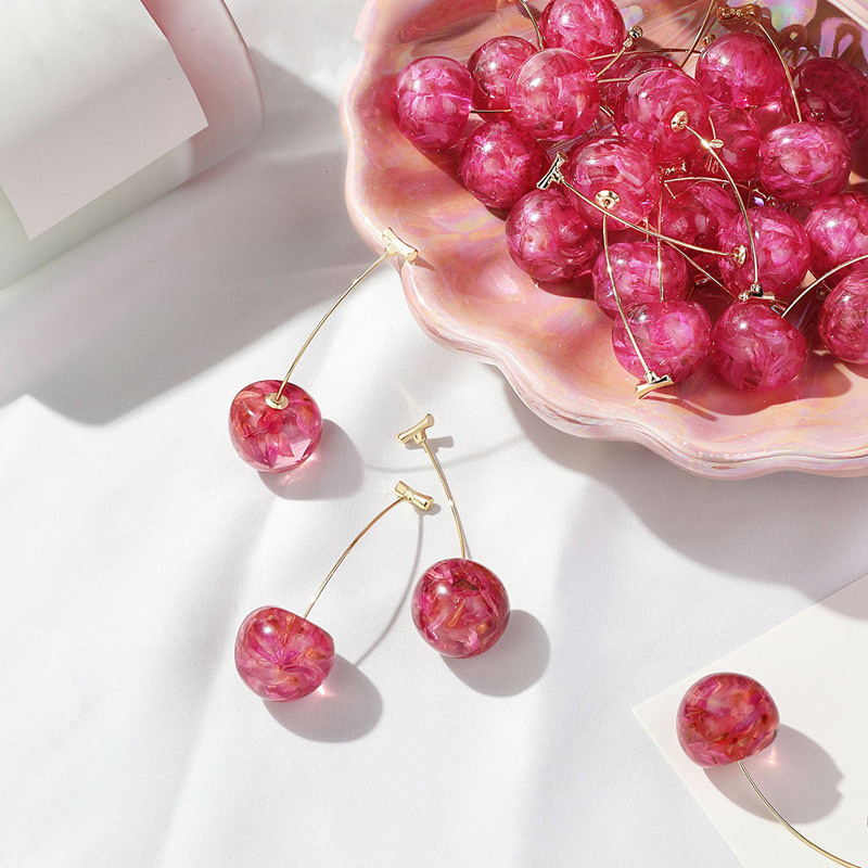 Simple Style Cherry Metal Plating Drop Earrings 1 Pair display picture 1