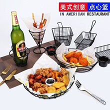 不锈钢小吃炸篮迷你炸薯条小炸篮西餐厅点心面包篮炸筐创意滤油网