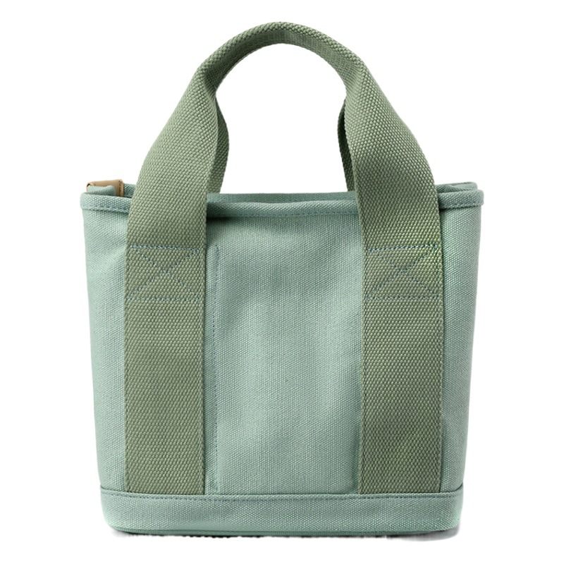 Small bag with zipper Japanese multi-layer bag niche Lady shoulder bag portable thickened canvas mobile phone Bucket tote bag