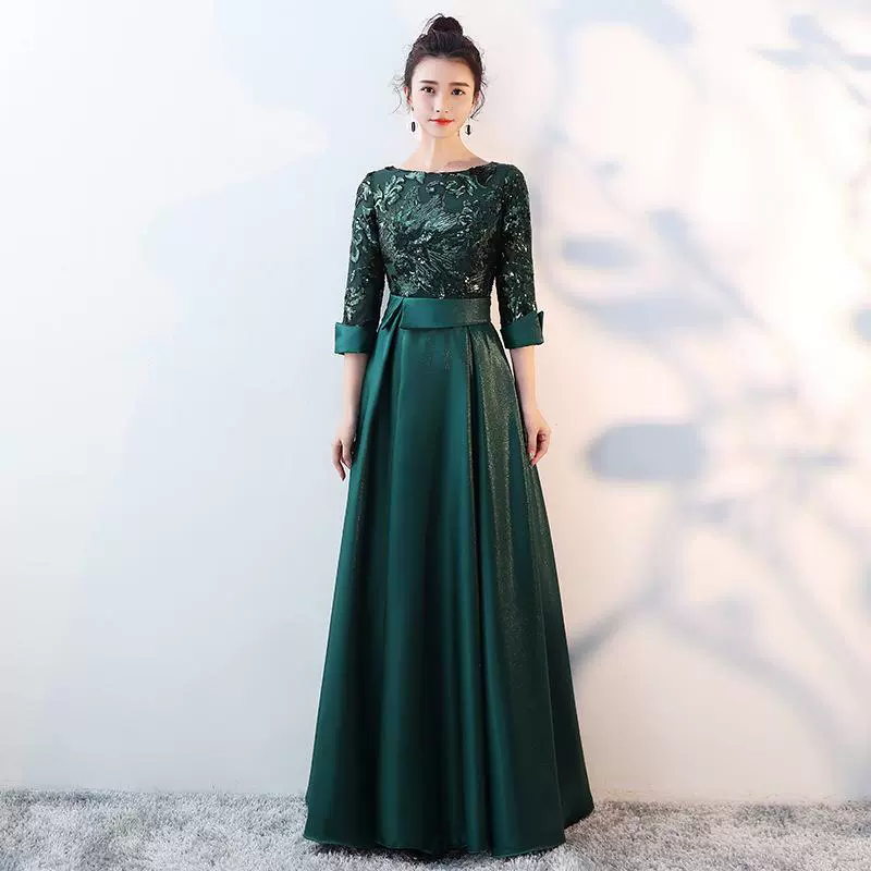 Весеннее длинное вечернее платье - кружевной Bodice, атласная юбка, элегантное платье в бордовом, хаки, зелёном