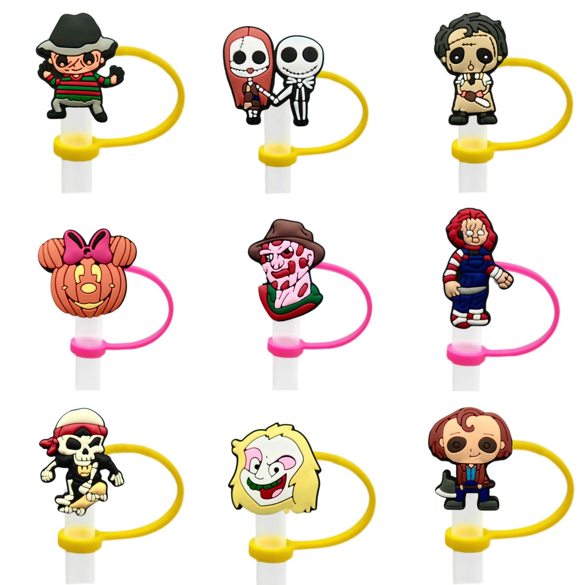 Capas de paja de Halloween transfronterizas reutilizables cubierta de paja de silicona tapones de polvo de paja decoración gran precio