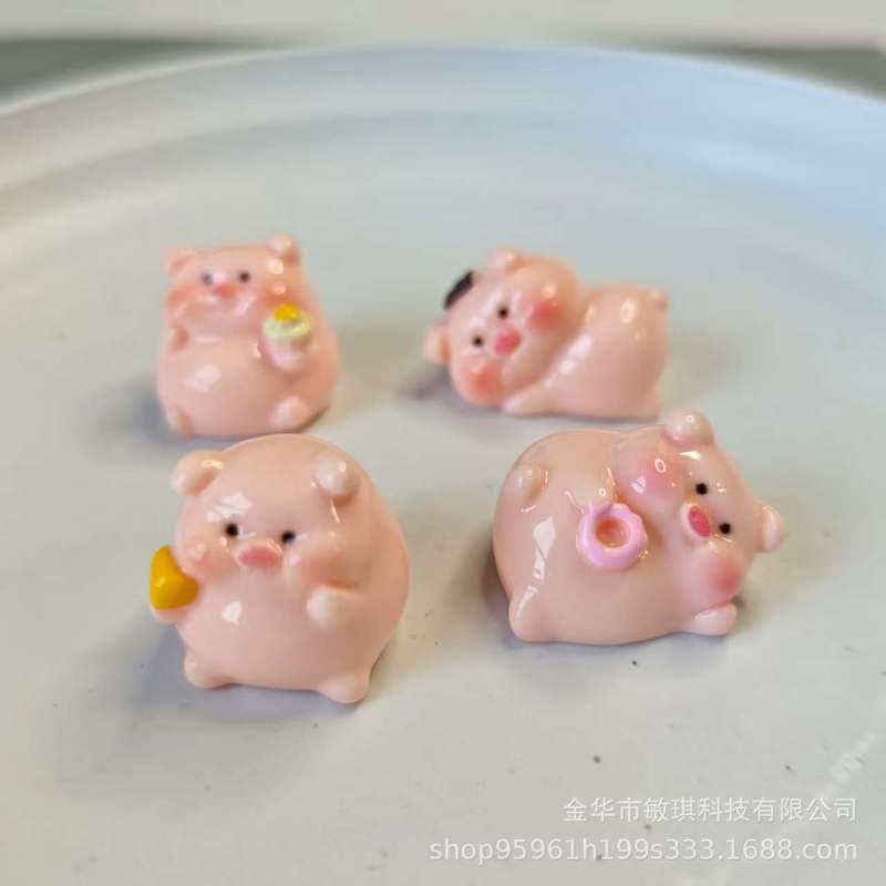 树脂卡通立体趴趴小猪diy饰品配件鞋花汽车摆挂件发夹手工材料|undefined