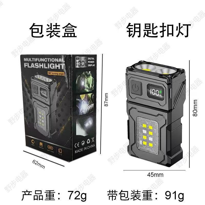 Transfronterizos nueva mini linterna alarma de defensa cargada al aire libre lámpara de sombrero de pinza luz nocturna luz de llaver de múltiples fuentes