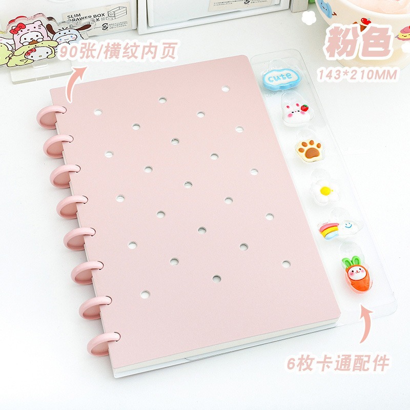 A5 agujero de botón de hongos en stock DIY reemplazable página interior cuadernos personalizados de estudiantes de clase al por mayor image 9