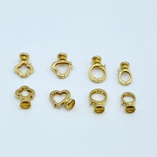 纯18K金万能扣拳头扣爱心四叶花手工配件diy扣子连接扣头AU750