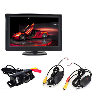 5 inch desktop suction cup reversing rear view camera with 7 lights Universal short license plate wireless transmitter car camera