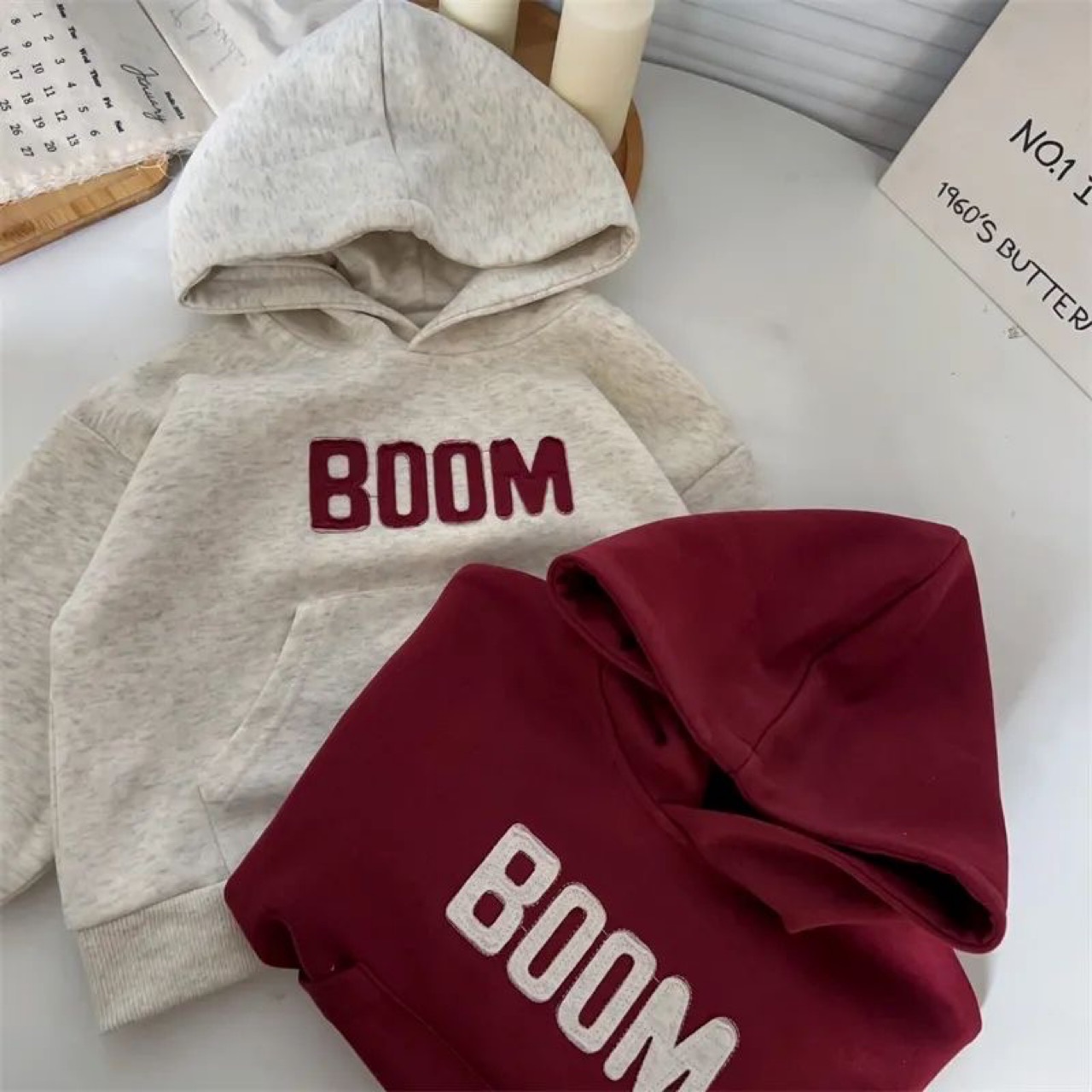 Kid's Clothing Wine Red Boys And Girls Spring Autumn Winter Sweatshirt New Letter Top Hooded Sweatshirt Trendy Long Sleeve_viptrois.com