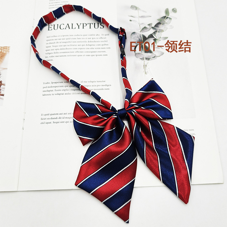 Spot de fábrica al por mayor conjunto de pajarita de corbata para niños de escuela primaria, corbata a rayas de color sólido, pajarita de raíz de plumas