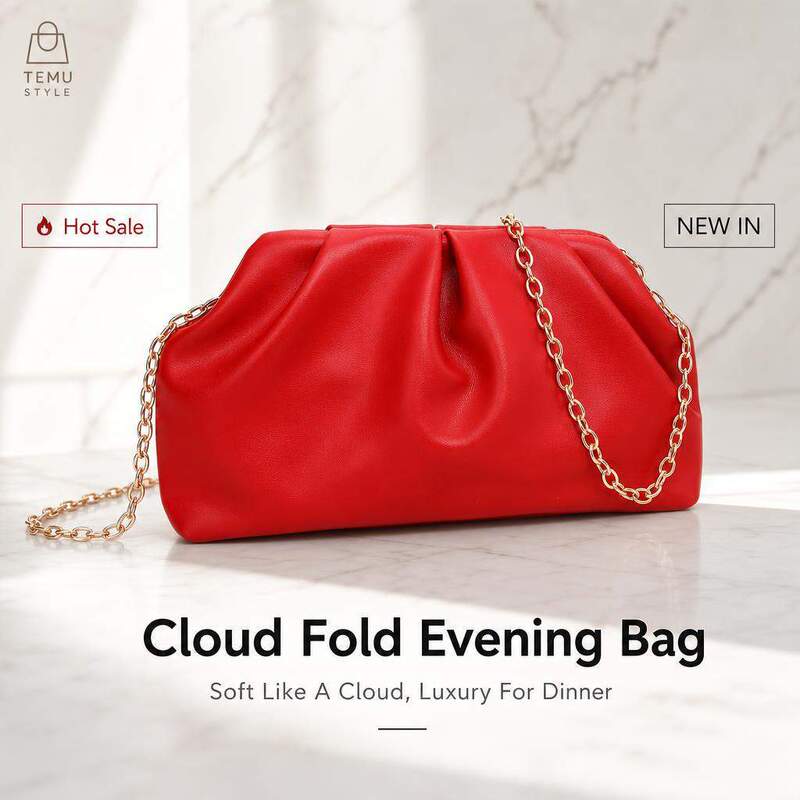 Cross-Border Exclusive Supply of New Women's Bags, Metallic Pleated Chain Shoulder Crossbody Bag, Light Luxury Women's Clutch Evening Bag