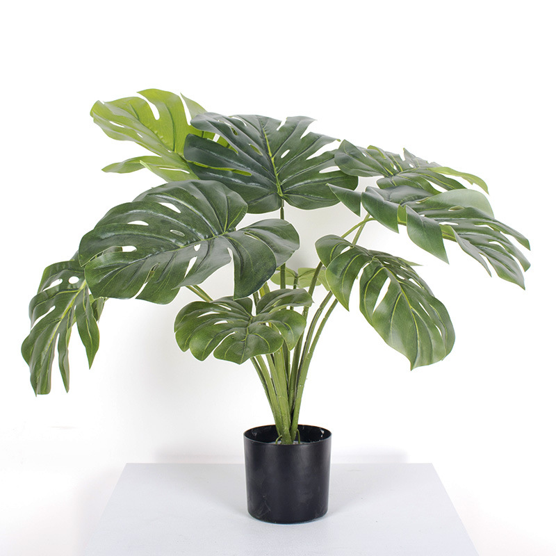 Plantas verdes artificiales de alta gama, bonsái de monstera artificial, plantas en maceta de monstera para decoración de ventanas, plantas artificiales al por mayor