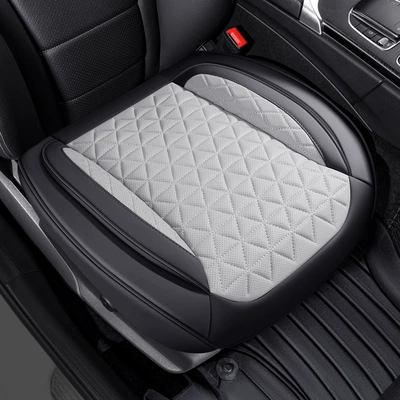 New Car Seat Cushion, Breathable Leather Car Seat Cover for All Seasons, Small Car Seat Cushion, Semi-Enclosed Car Seat Cover (Seat cushion, seat cover) - front-row-half-pack-black-and-white