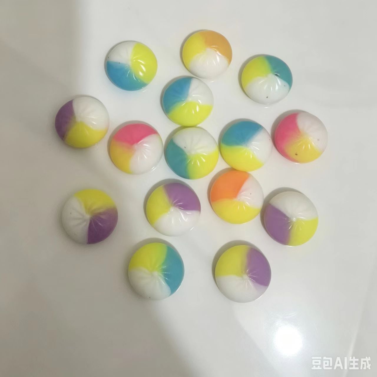 Simulated Colorful Crystal Bun Squishy Toy, Three-Color Soft Rubber Bun Stress-Relief Desktop Decoration, Wholesale Source