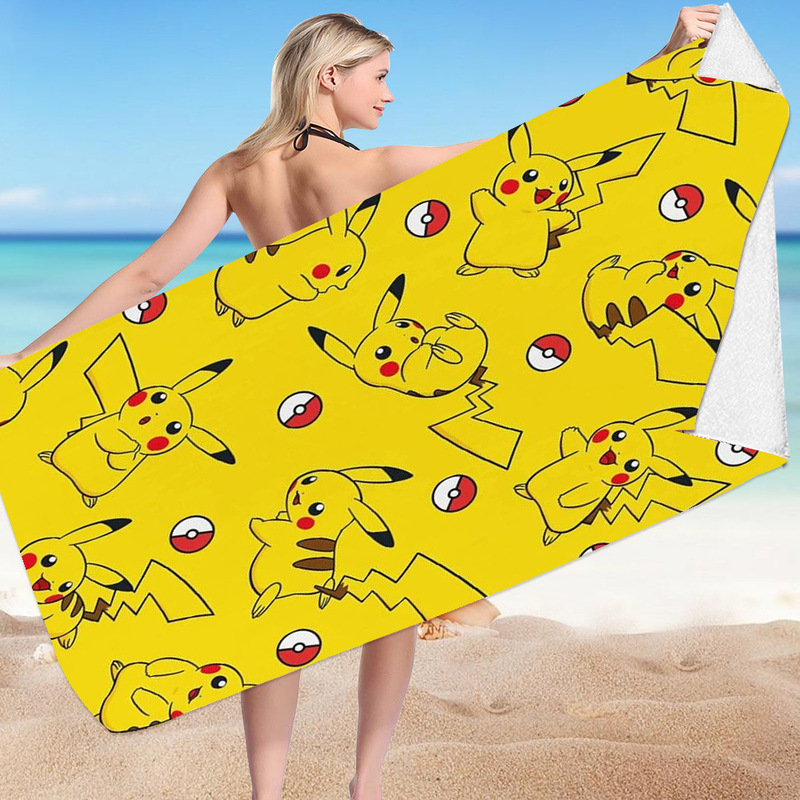 pokemon beach towel Bao Ke Meng microfiber double-sided velvet beach towel Bao Ke Meng beach towel