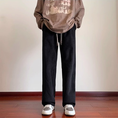 Men's Spring and Autumn Youth Sweatpants with High-Grade Texture, Loose Straight Leg Casual Long Pants