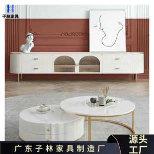 Customized Light Luxury Tv Cabinet for Small Living Rooms, Modern Minimalist Long Tv Cabinet, Modern Coffee Table for Home, Cross-Border