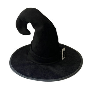 Velvet Witch Curved Hat Black Funny Halloween Hat Wizard Witch Elf Witch Curved Hook Hat Holiday Party