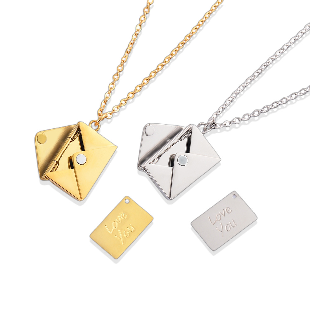 envelope Pattern Couple Gender Wholesale Jewelry Simple Style Envelope 304 Stainless Steel Plating Stainless Steel Necklaces