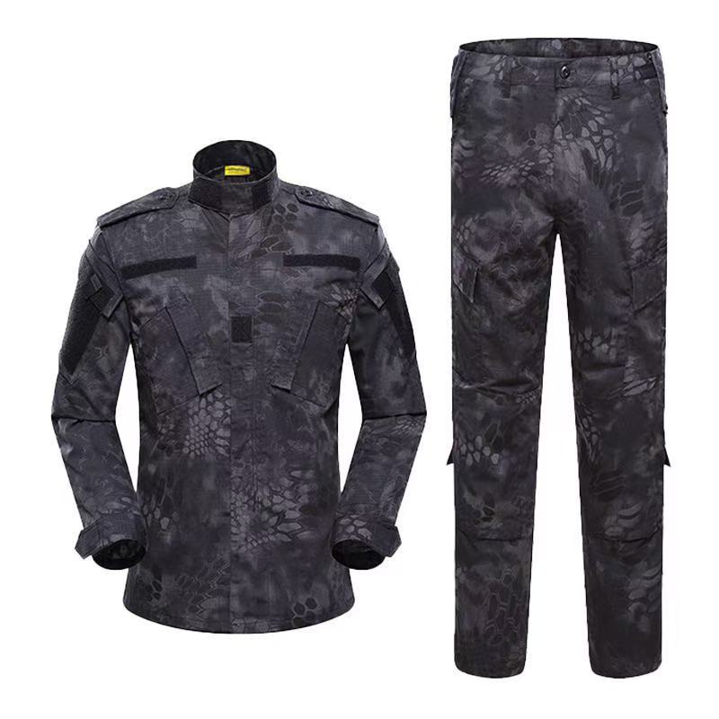 Trajes de camuflaje negros transfronterizos para hombres al aire libre tácticos trajes de entrenamiento resistentes al desgaste herramientas primavera y otoño fabricantes al por mayor