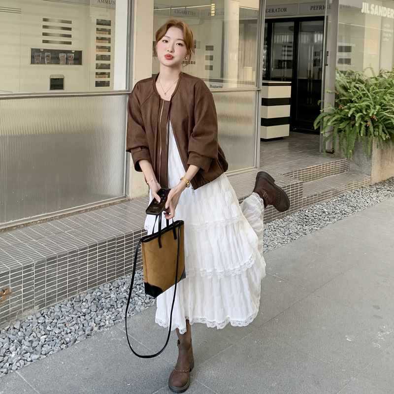 美拉德复古麂皮绒短外套女春秋2025新款小个子减龄巨好看夹克上衣|undefined