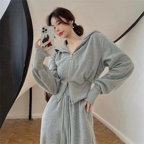 Chic Anti-Aging Set for Women Early Autumn Hooded Sweatshirt Fashion Leisure Pants Sports Clothes Small Figure Two-Piece Set Trendy #867
