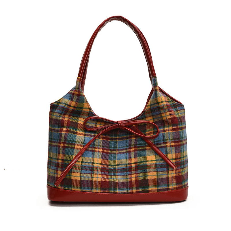 2025 New Korean Trend Preppy Style Plaid Underarm Bag Retro Fashion Versatile Shoulder Bag For Women - Thumbnail 5